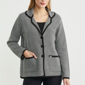 Ann Taylor Black and White Knit Blazer